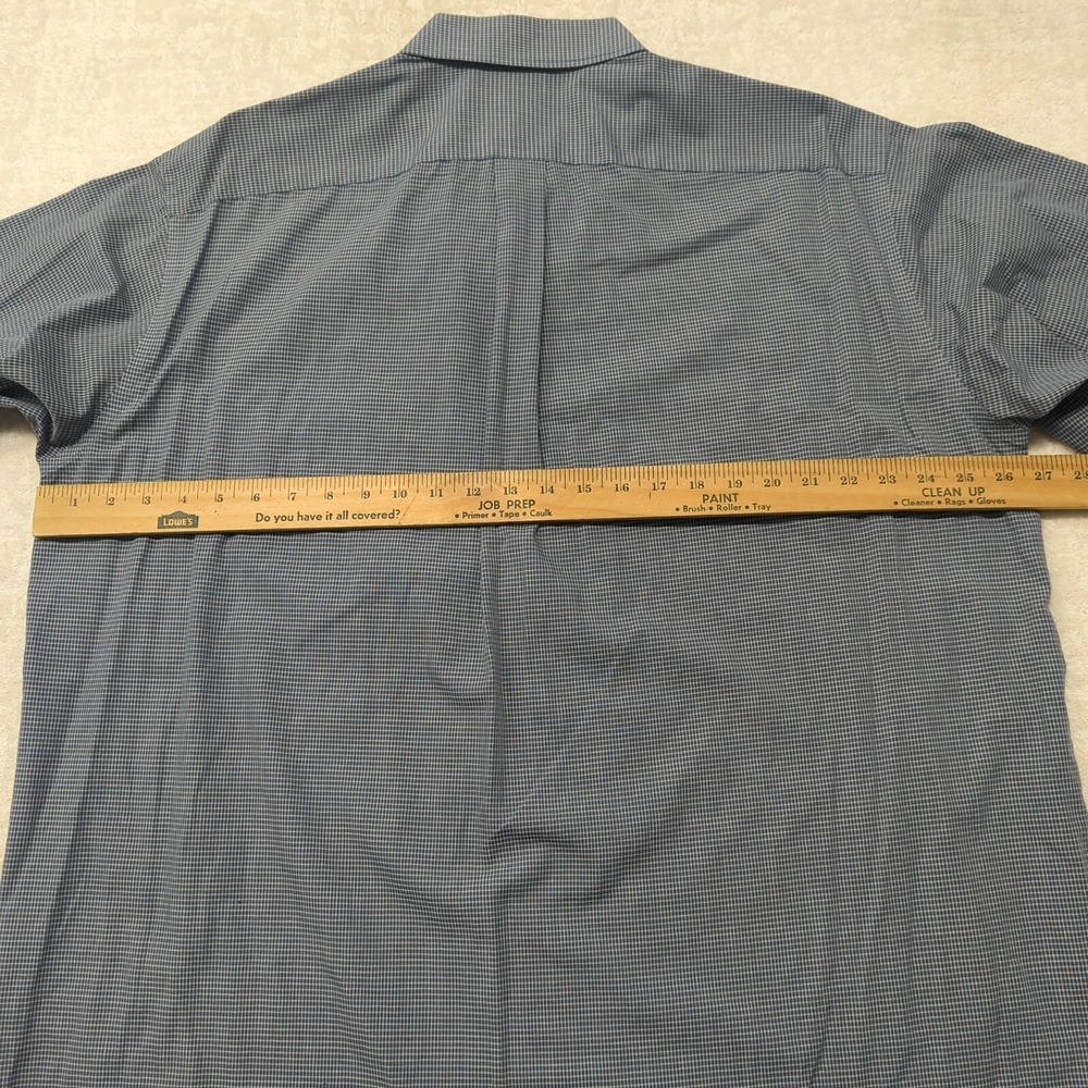 Stafford Dress Shirt Mens 18 34/35 Blue Micro Check Wrinkle Free Button Down Vtg - Picture 9 of 11